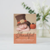 Thanksgiving Autumn Baby Birth Foto Aankondigingskaart (Staand voorkant)