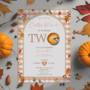 Thanksgiving Autumn Cutie Pie Gingham 2e verjaarda Kaart