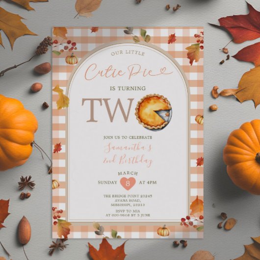Thanksgiving Autumn Cutie Pie Gingham 2e verjaarda Kaart