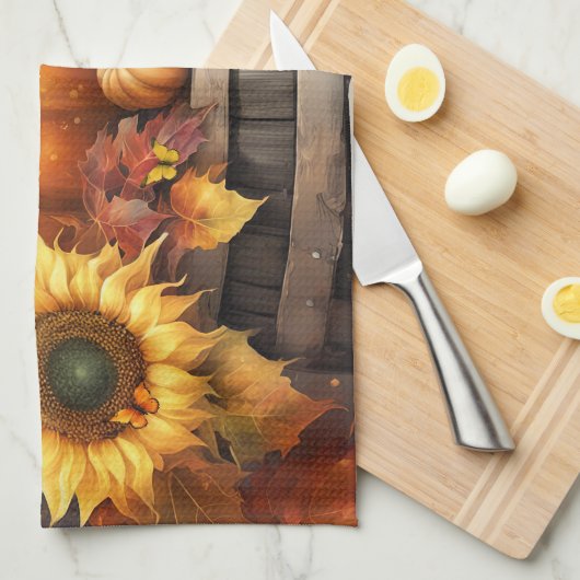 Thanksgiving Autumn Fall Foliage Leaves Theedoek (Quarter Fold)