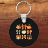 Thanksgiving Autumn Fall Leaves Coquette Bow Pumpk Sleutelhanger (Voorkant)