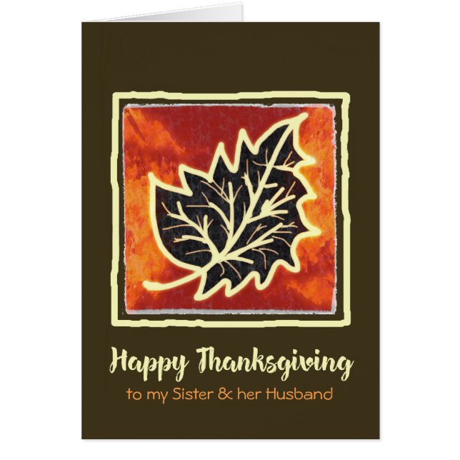 Thanksgiving Autumn Leaf Card voor zuster & Husban (Voorkant)