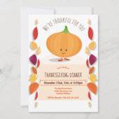 Thanksgiving Autumn Leaves Fun Pumpkin Cartoon Kaart (Voorkant)