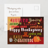 Thanksgiving Autumn Wordart Colorful Typografie Briefkaart (Voorkant / Achterkant)