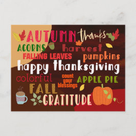 Thanksgiving Autumn Wordart Colorful Typografie Briefkaart