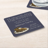 Thanksgiving avondeten met afbeelding snoepje kartonnen onderzetters (Schuin)