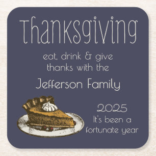 Thanksgiving avondeten met afbeelding snoepje kartonnen onderzetters