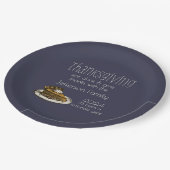 Thanksgiving avondeten met afbeelding snoepje papieren bordje (Gekanteld)