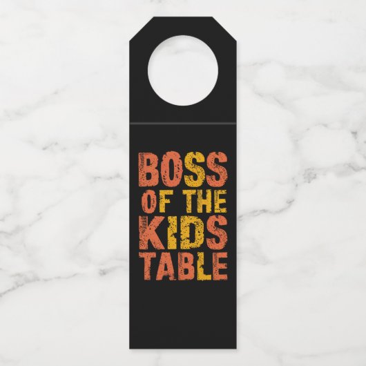 Thanksgiving baas van de Kinder Tafel Turkije Dag Flessenhanger (Voorkant)