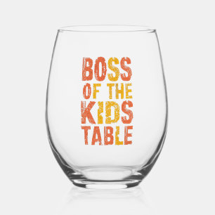 Thanksgiving Baas Van De Kinderen Tafel Turkey Day Wijnglas Zonder Voet