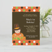 Thanksgiving Baby Pumpkin 5x7 Birthday Uitnodiging (Staand voorkant)