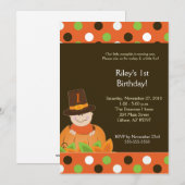 Thanksgiving Baby Pumpkin 5x7 Birthday Uitnodiging (Voorkant / Achterkant)