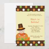 Thanksgiving Baby Pumpkin 5x7 Birthday Uitnodiging (Voorkant / Achterkant)