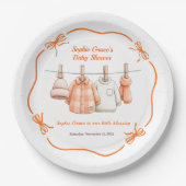 Thanksgiving Baby Shower Boy | Cozy Clothesline Papieren Bordje (Voorkant)