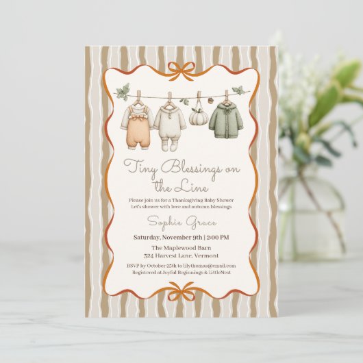 Thanksgiving Baby Shower Girl | Cozy Clothesline Kaart (Staand voorkant)