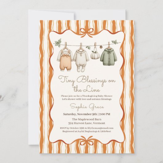 Thanksgiving Baby Shower Meisje | Gezellige Waslij Kaart (Voorkant)