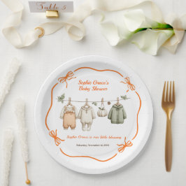 Thanksgiving Baby shower Meisje | Gezellige waslij Papieren Bordje