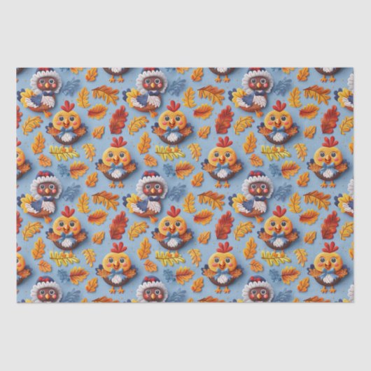 Thanksgiving Baby Turkije en kuikens Tissuepapier (Voorkant)