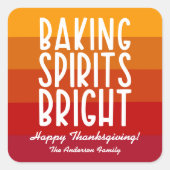 Thanksgiving bakspirits Bright Striped Vierkante Sticker (Voorkant)