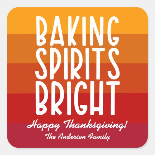 Thanksgiving bakspirits Bright Striped Vierkante Sticker (Voorkant)