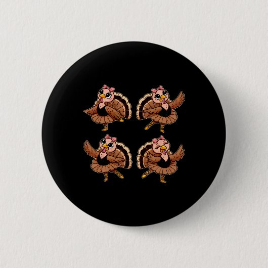 Thanksgiving Ballet Turkije Dansen Balletleraar Ronde Button 5,7 Cm (Voorkant)