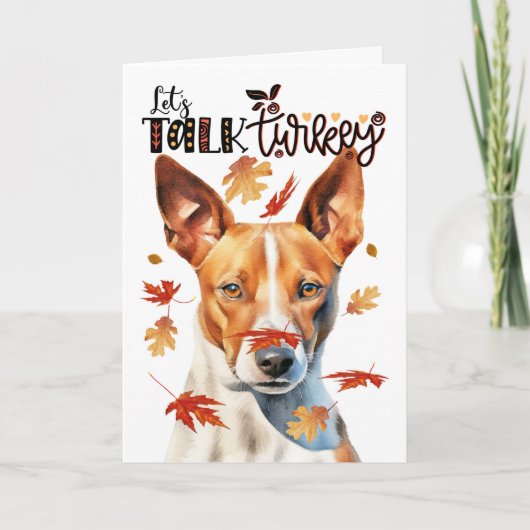 Thanksgiving Basenji Dog Laten we het over Turkije Feestdagen Kaart (Voorkant)