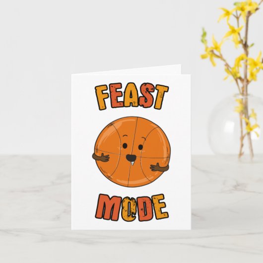 Thanksgiving Basketbal Feast Mode Kaart (Gele Bloem)
