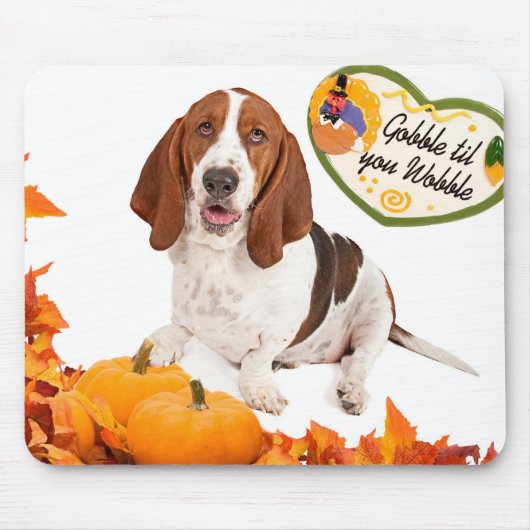 Thanksgiving Basset Mousepad Muismat (Voorkant)