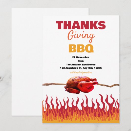 Thanksgiving BBQ Invitation Kaart (Voorkant / Achterkant)