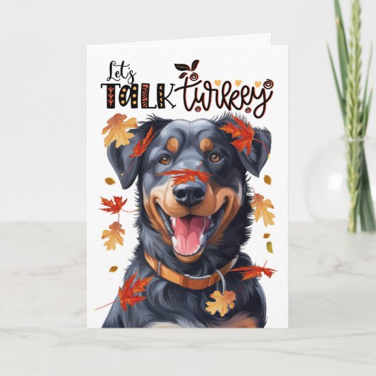 Thanksgiving Beauceron Dog Lets Talk Turkije Feestdagen Kaart (Voorkant)
