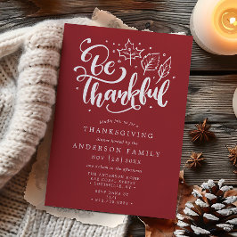 Thanksgiving Bedankt Script Burgundy Eetkamer Kaart