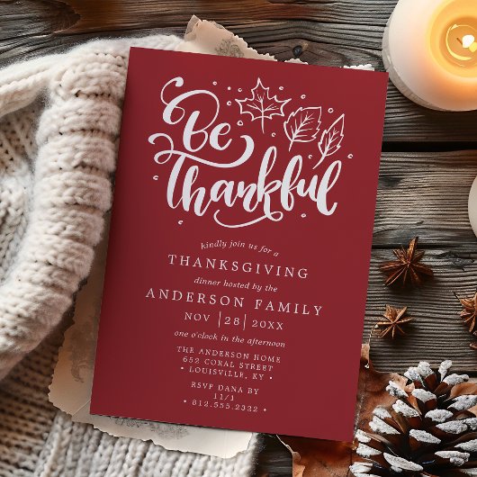 Thanksgiving Bedankt Script Burgundy Eetkamer Kaart