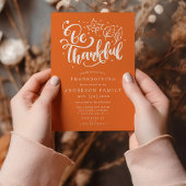 Thanksgiving Bedankt Script Oranje Eetkamer Kaart