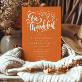 Thanksgiving Bedankt Script Oranje Eetkamer Kaart