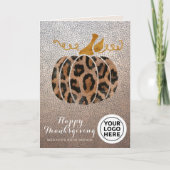 Thanksgiving Bedrijf Logo Leopard Pumpkin Kaart (Voorkant)