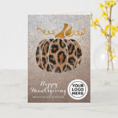 Thanksgiving Bedrijf Logo Leopard Pumpkin Kaart (Gele Bloem)