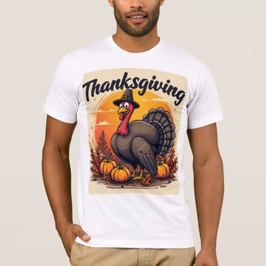 Thanksgiving bedrukt T-shirt (Voorkant)