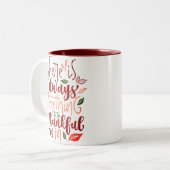 Thanksgiving ben dankbaar tweekleurige koffiemok (Voorkant links)