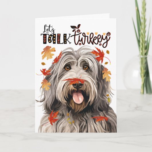 Thanksgiving Bergamasco Dog Laten we Turkije prate Feestdagen Kaart (Voorkant)