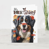 Thanksgiving Berner Berghond Talk Turkije Feestdagen Kaart (Voorkant)