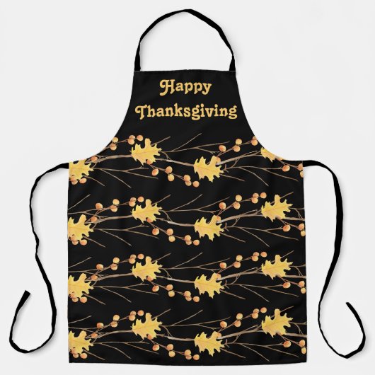 Thanksgiving Berry Leaves & Branches Bewerkbare te Schort (Voorkant)
