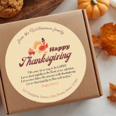 Thanksgiving Bible Verse | Custom Name & Address  Ronde Sticker