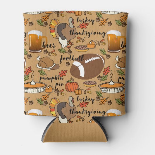 Thanksgiving, bier, Turkije en ontwerp van Footbal Blikjeskoeler (Voorkant)