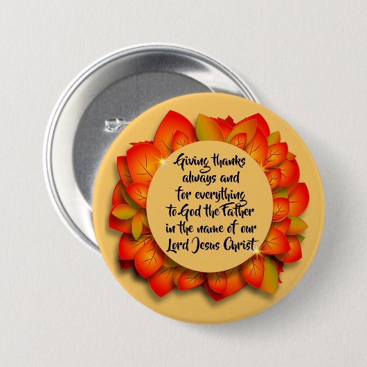 Thanksgiving Bijbelcitaat najaar leder groot Ronde Button 7,6 Cm (Voorkant /achterkant)
