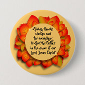 Thanksgiving Bijbelcitaat najaar leder groot Ronde Button 7,6 Cm (Voorkant)