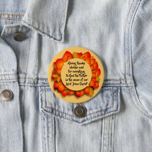 Thanksgiving Bijbelcitaat najaar leder groot Ronde Button 7,6 Cm (In situ)