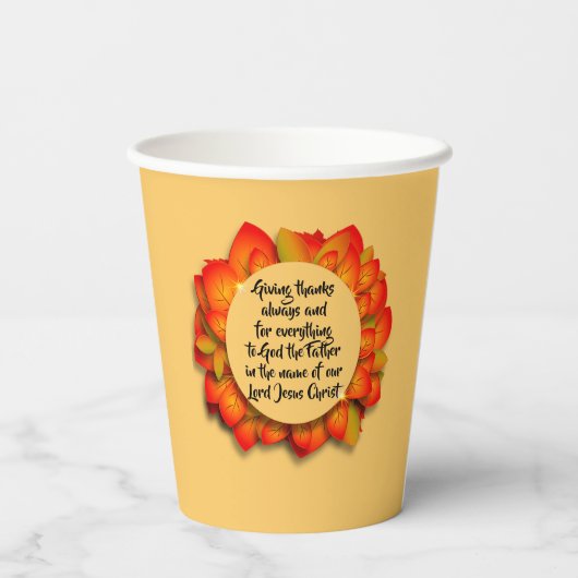 Thanksgiving Bijbelcitaat najaar lef Papieren Bekers (Achterkant)