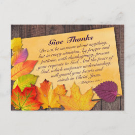 Thanksgiving Bijbelse Filippijnen 4:6-7 najaar Briefkaart