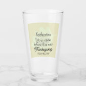 Thanksgiving Bijbelvers Green Leaf Autumm Olive Glas (Achterkant)