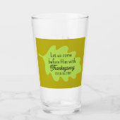 Thanksgiving Bijbelvers Green Leaf Autumm Olive Glas (Voorkant)